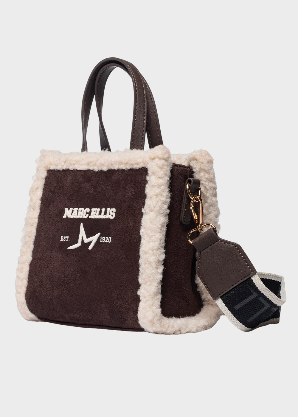 Borsa a mano Buby Buckskin S con dettagli effetto lana e  tracolla-2