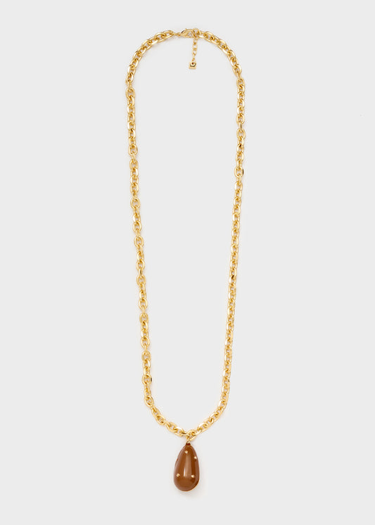 Collana Juls lunga elemento smaltato marrone