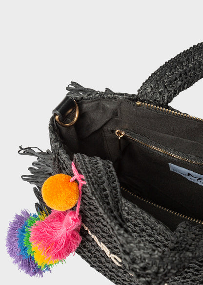 Borsa da Mare piccola Buby S.Claire S in effetto rafia, con tracolla