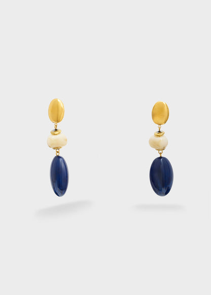Orecchini in acciaio Paola con pietra in resina blu