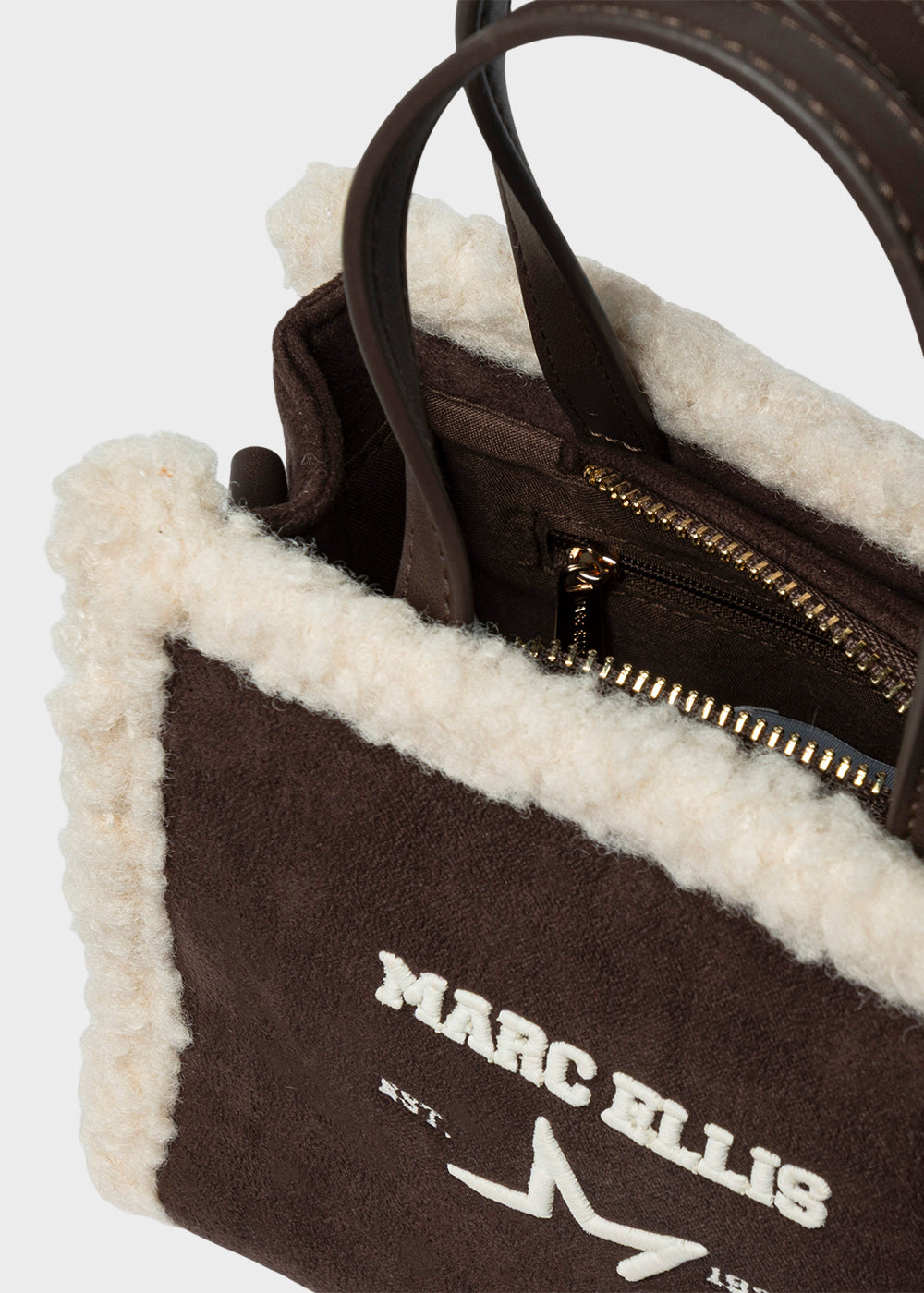 Borsa a mano Buby Buckskin S con dettagli effetto lana e  tracolla-4