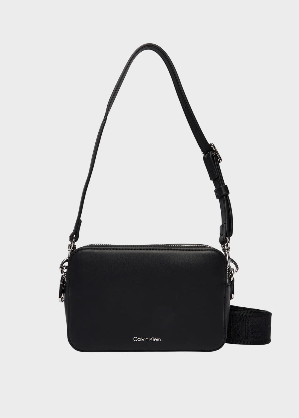 Borsa con tracolla in tessuto con doppia zip, piccola