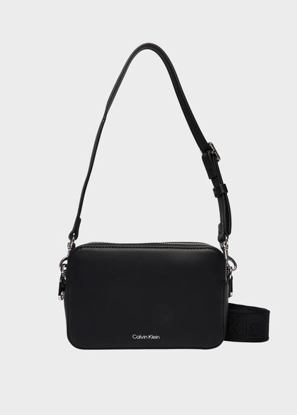 Borsa con tracolla in tessuto con doppia zip, piccola
