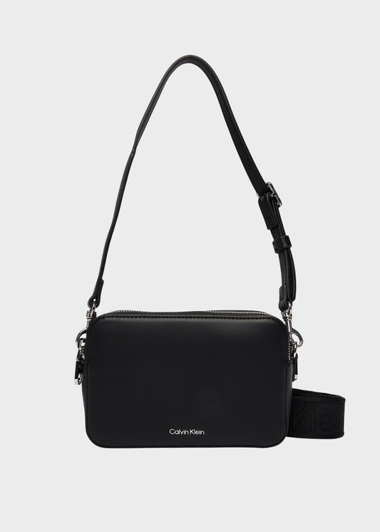 Borsa con tracolla in tessuto con doppia zip, piccola