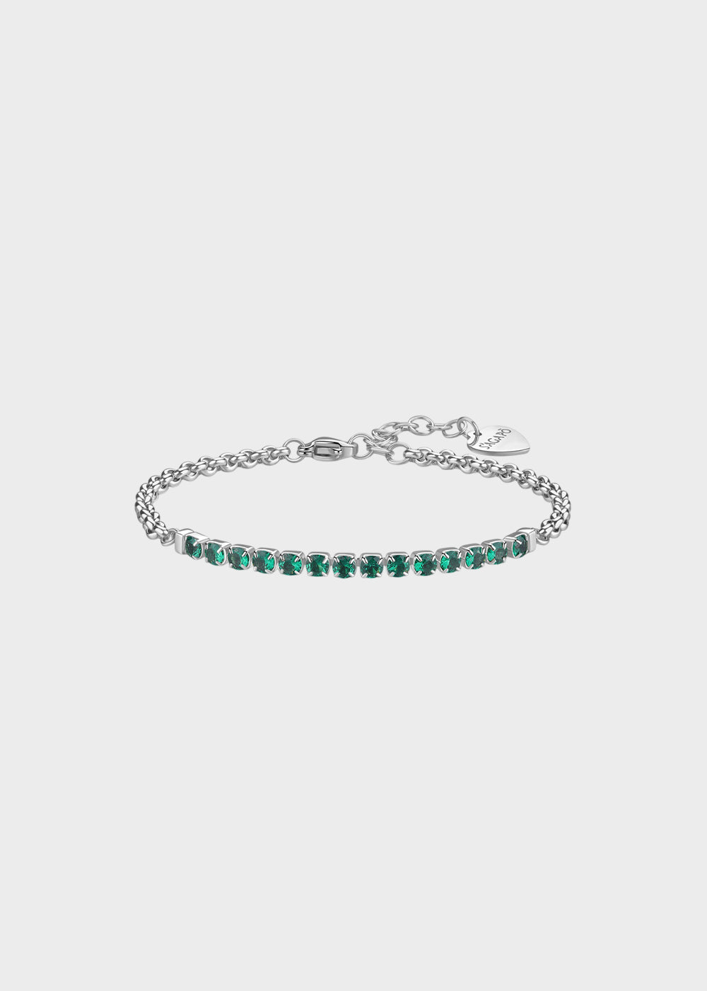 Bracciale Dazzly in acciaio con centrale tennis e cubic zirconia verde