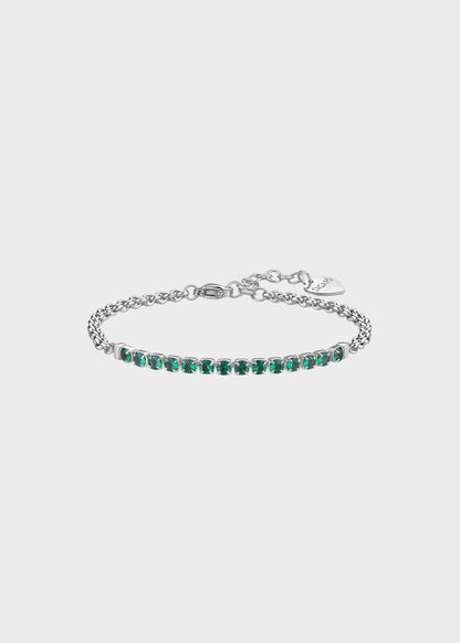 Bracciale Dazzly in acciaio con centrale tennis e cubic zirconia verde