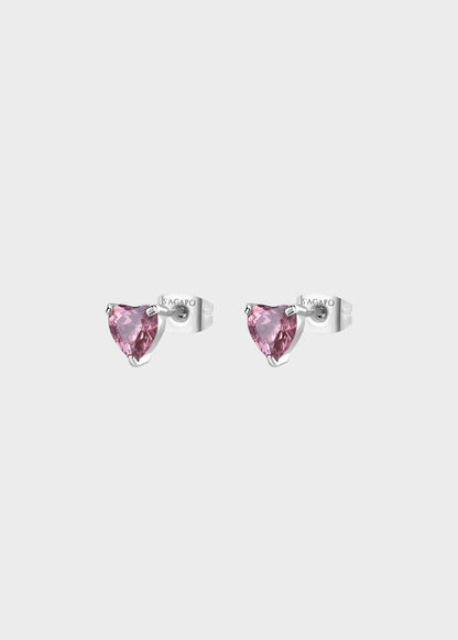 Orecchini a lobo Dazzly in acciaio con cubic zirconia a forma di cuore rosa