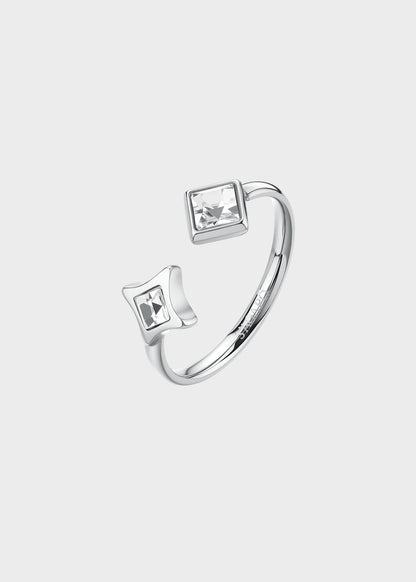Anello regolabile Luce in acciaio con cristalli