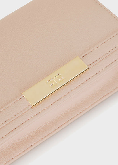 Clutch bag with shoulder strap and logo