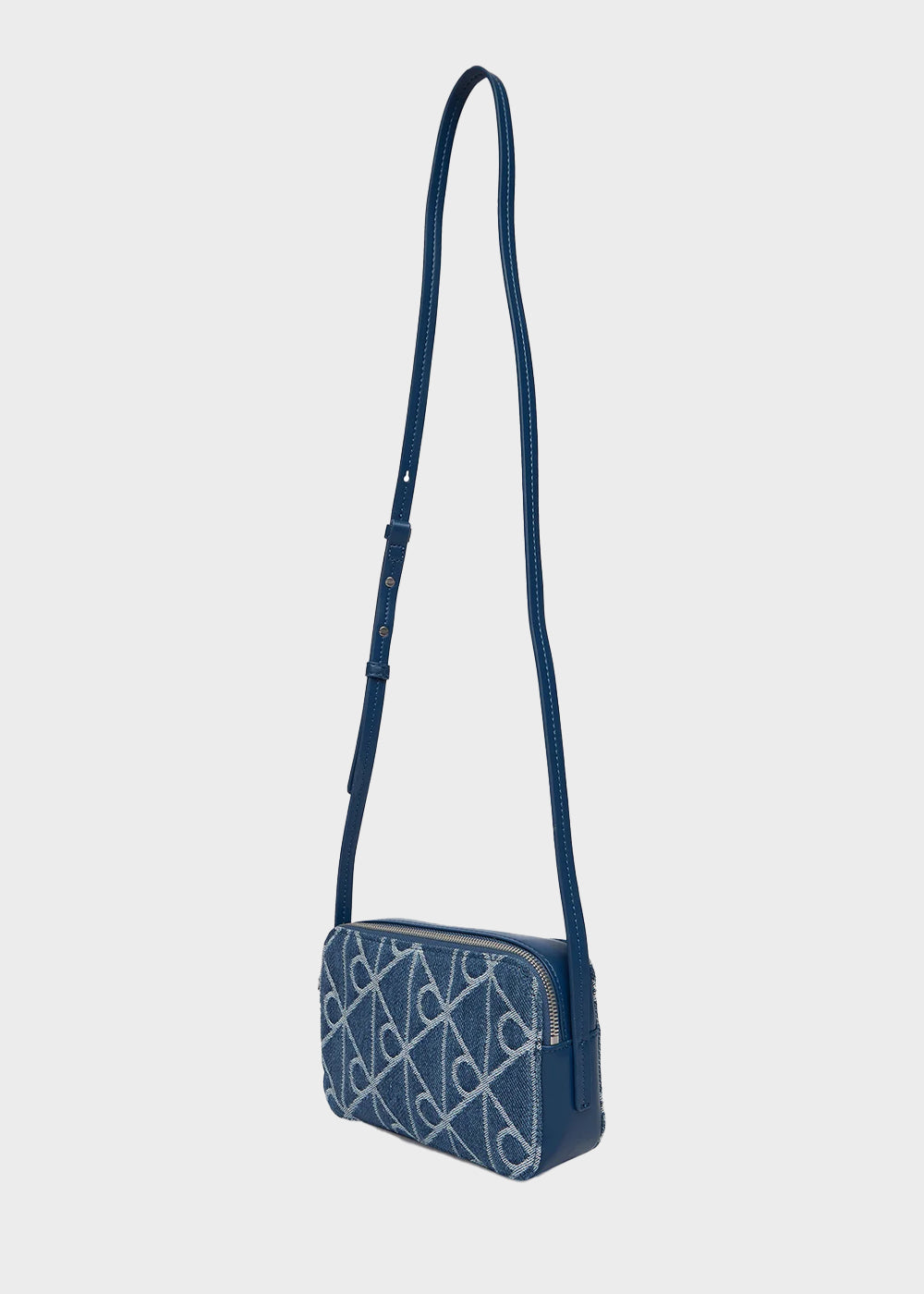 Borsa a tracolla in denim con emblem logo all-over