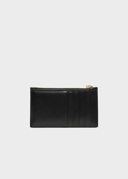 Card holder with coin pocket and leather logo