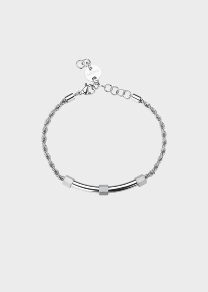 Bracciale Bound in acciaio con catena torchon e centrale con dettagli satinati