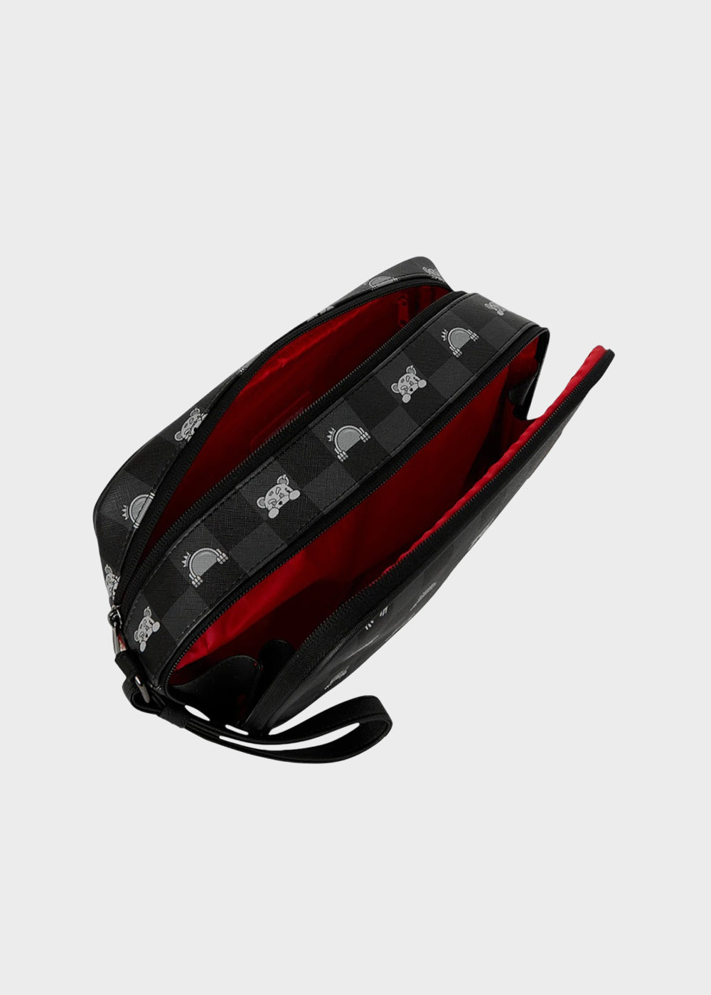 Pochette grande Gray Peeking Character Check con manico da polso-4