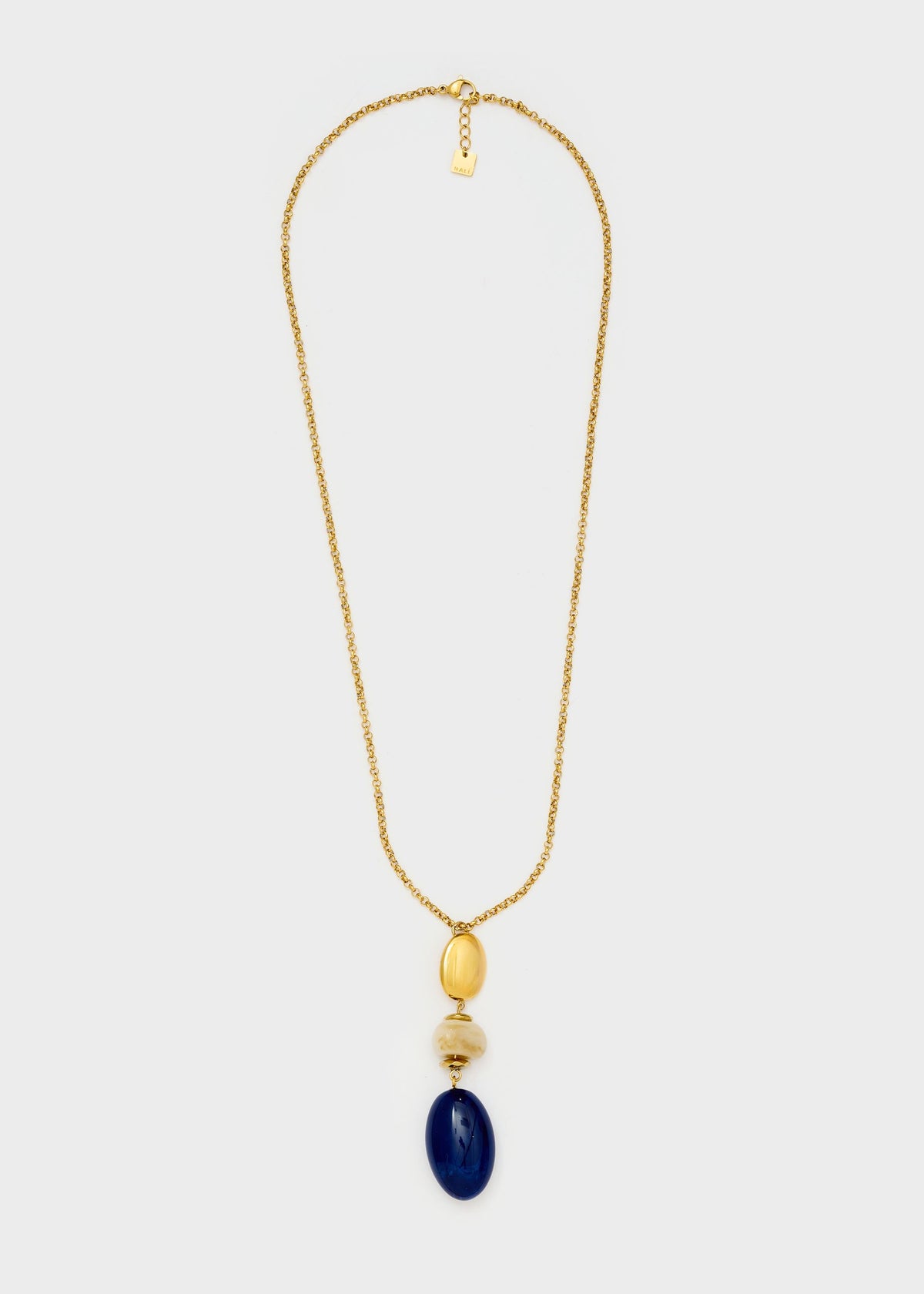 Collana Paola lunga con pendente blu, in acciaio
