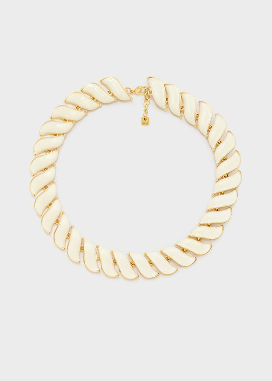 Collana girocollo smaltata bianco crema