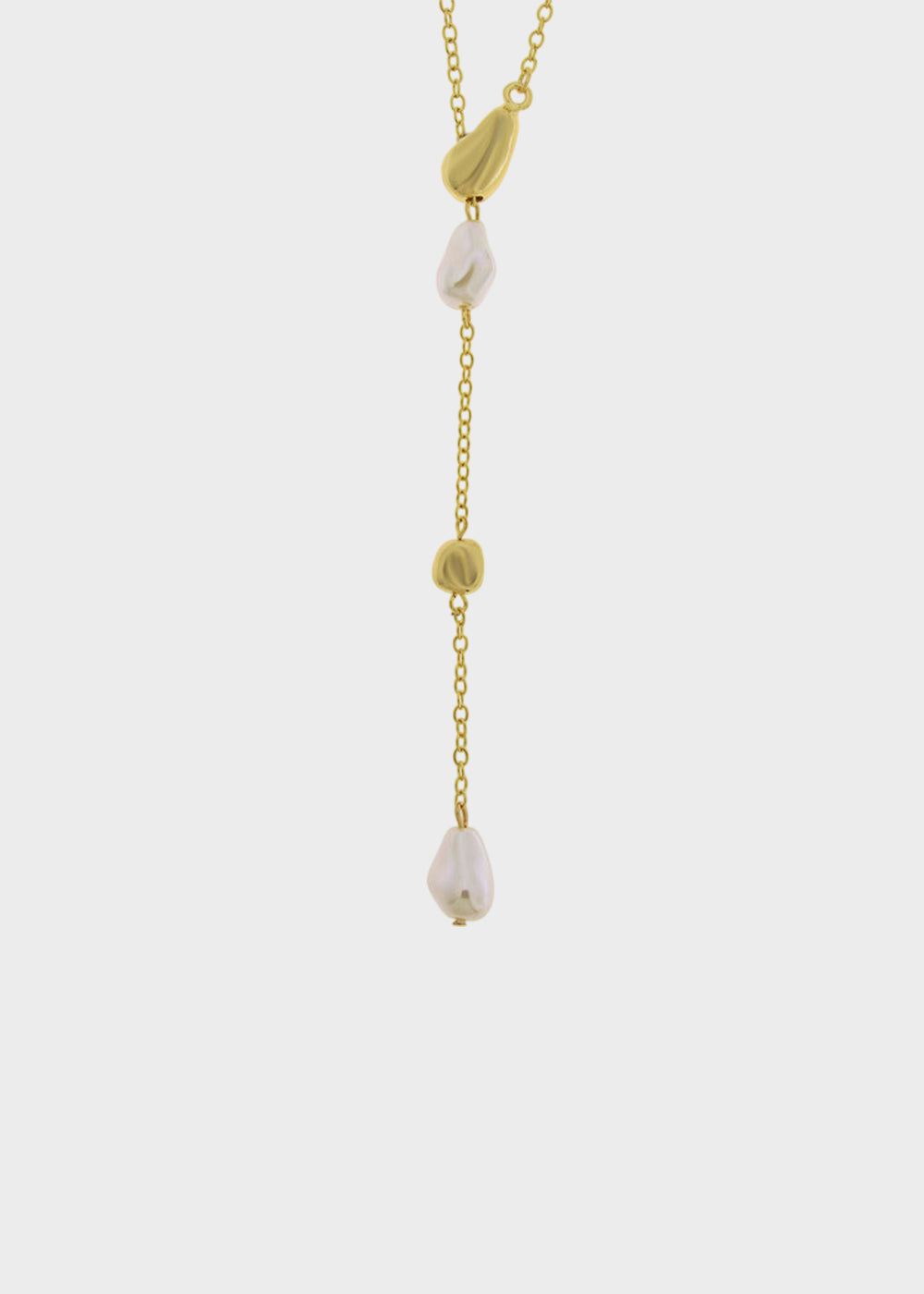 Collana lunga in Metallo color oro con perle irregolari