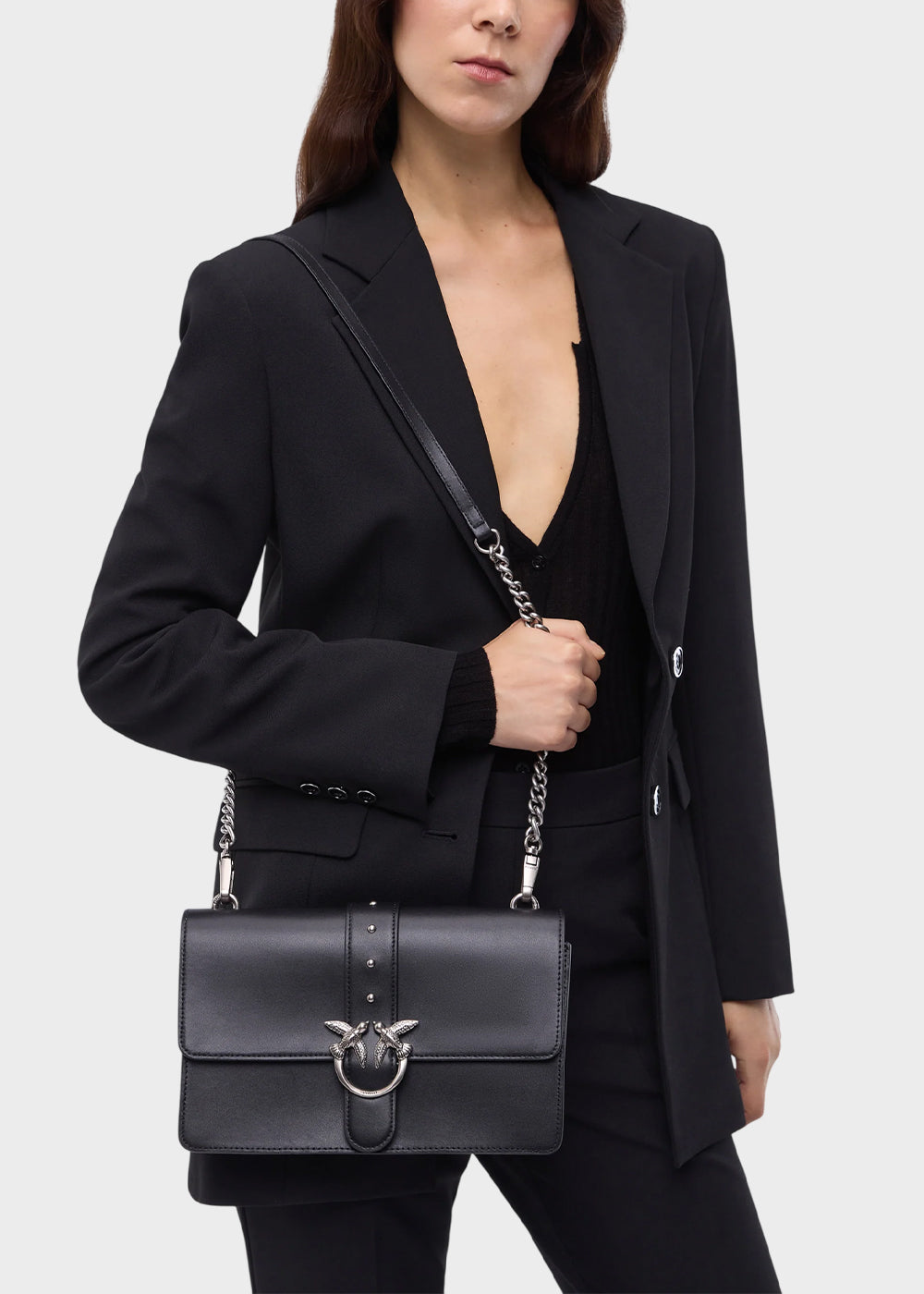 Borsa a tracolla media Love Bag One in pelle New Buckle-2