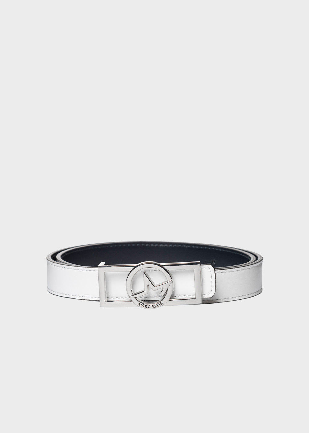 Cintura reversibile con logo, bianco e nero, in pelle (2,4 cm)