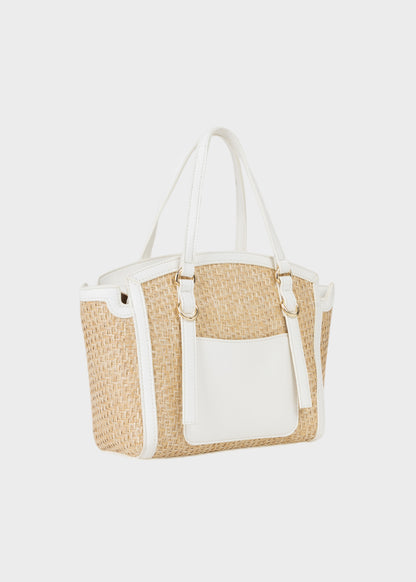 Borsa a mano Demetra in effetto rafia intrecciata, con tracolla