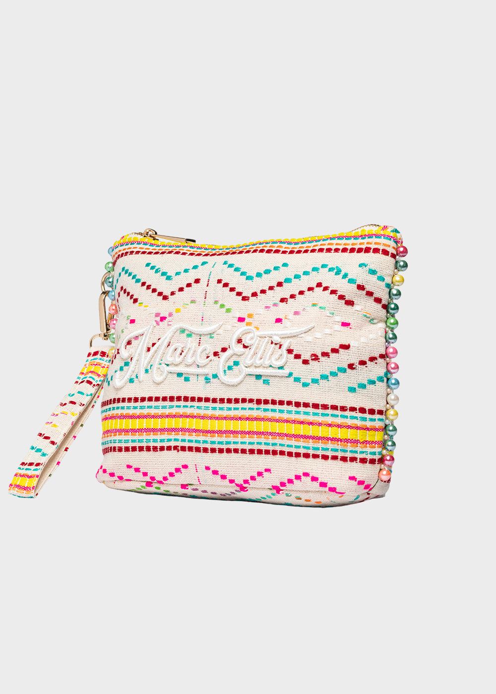 Pochette da Mare in tessuto Cassy Indy con perline laterali e manico rimovibile