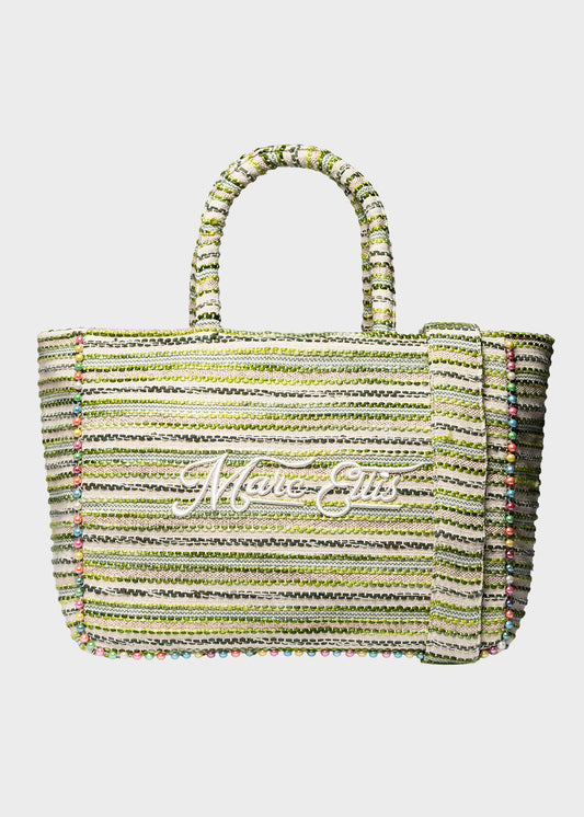 Borsa da Mare a mano Buby L Indy con tracolla, logo frontale e perline laterali