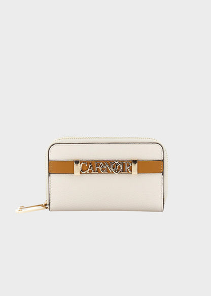 Portafogli con doppia zip e logo metallico