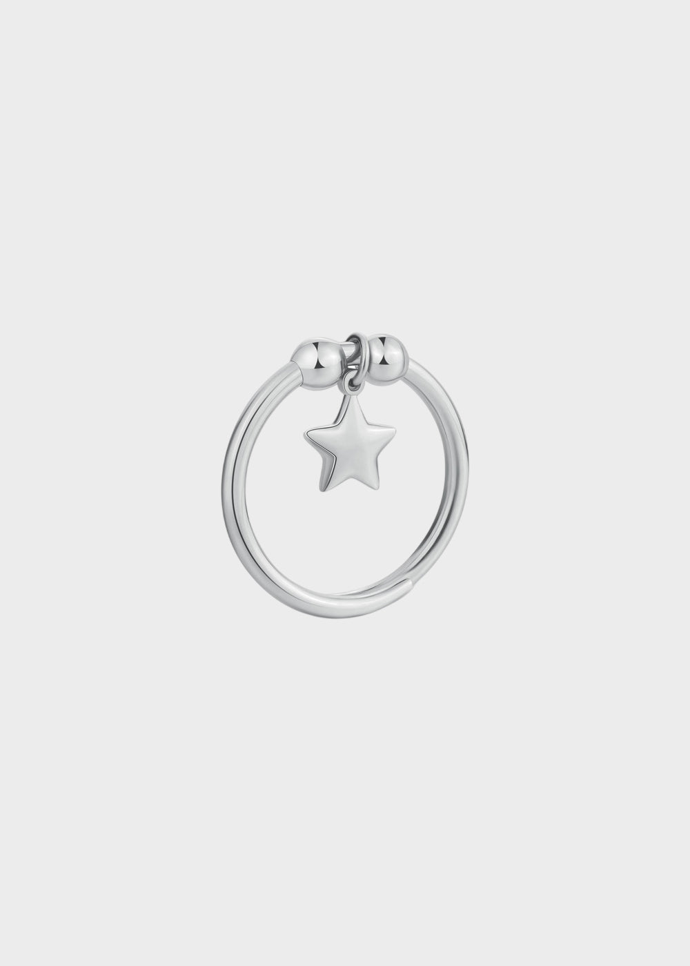 Anello regolabile Feelings in acciaio con sfere e pendente a forma di stella