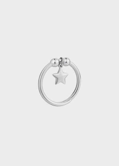 Anello regolabile Feelings in acciaio con sfere e pendente a forma di stella