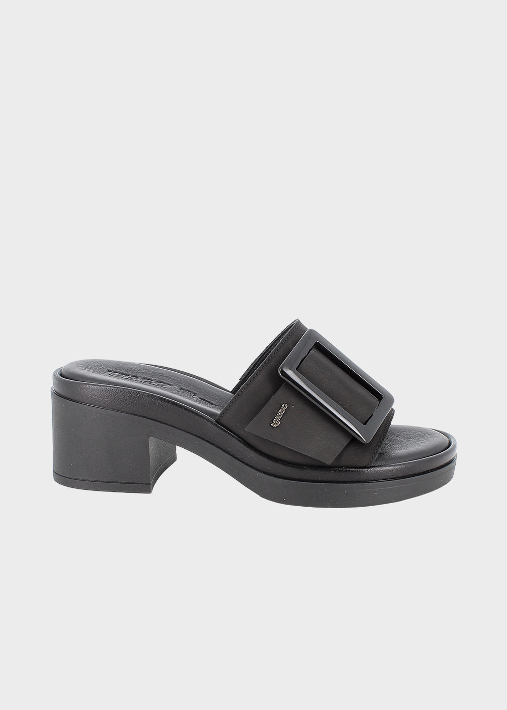 Pantofola in pelle scamosciata con tacco (5 cm)