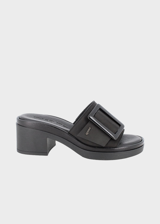 Pantofola in pelle scamosciata con tacco (5 cm)