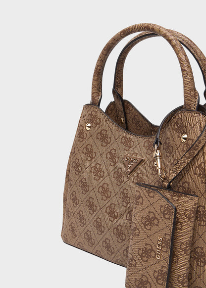 Borsa a mano Lorella Logo con tracolla e charm con logo all over