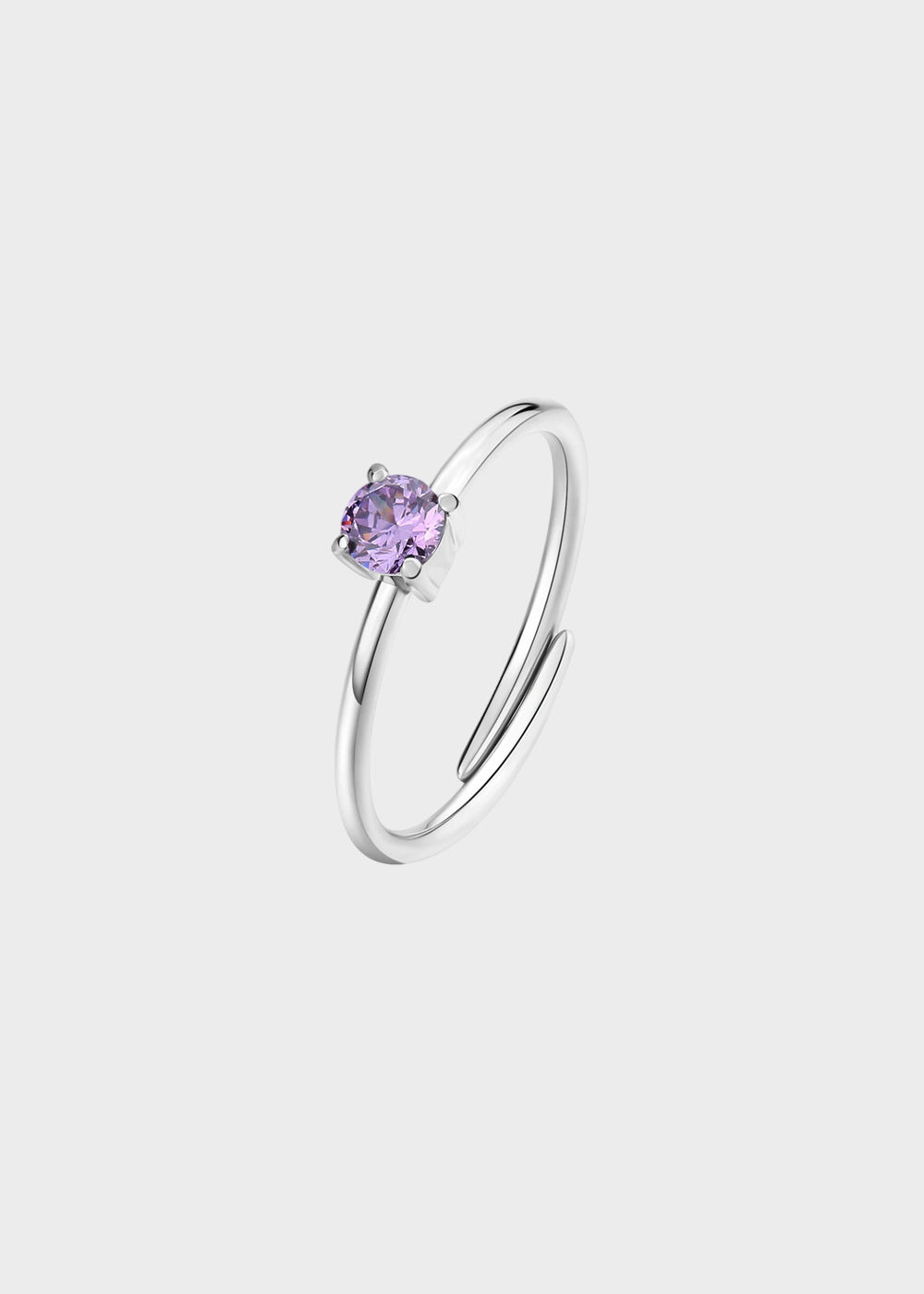 Anello regolabile Dazzly in acciaio con pietra viola