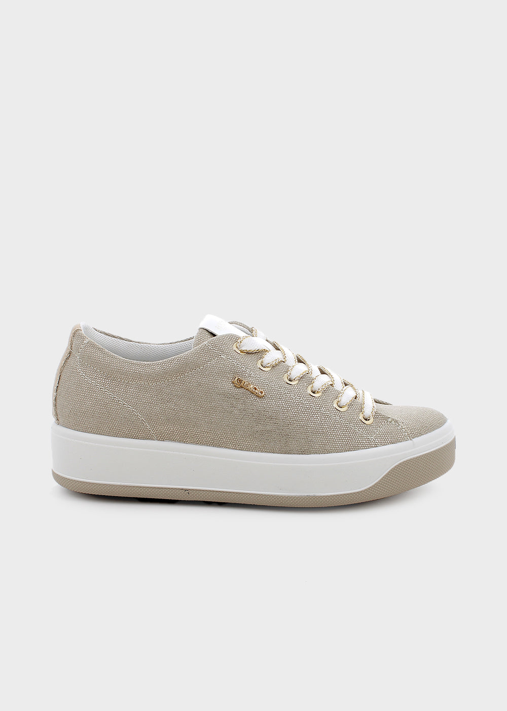 Scarpe con lacci e logo metallico