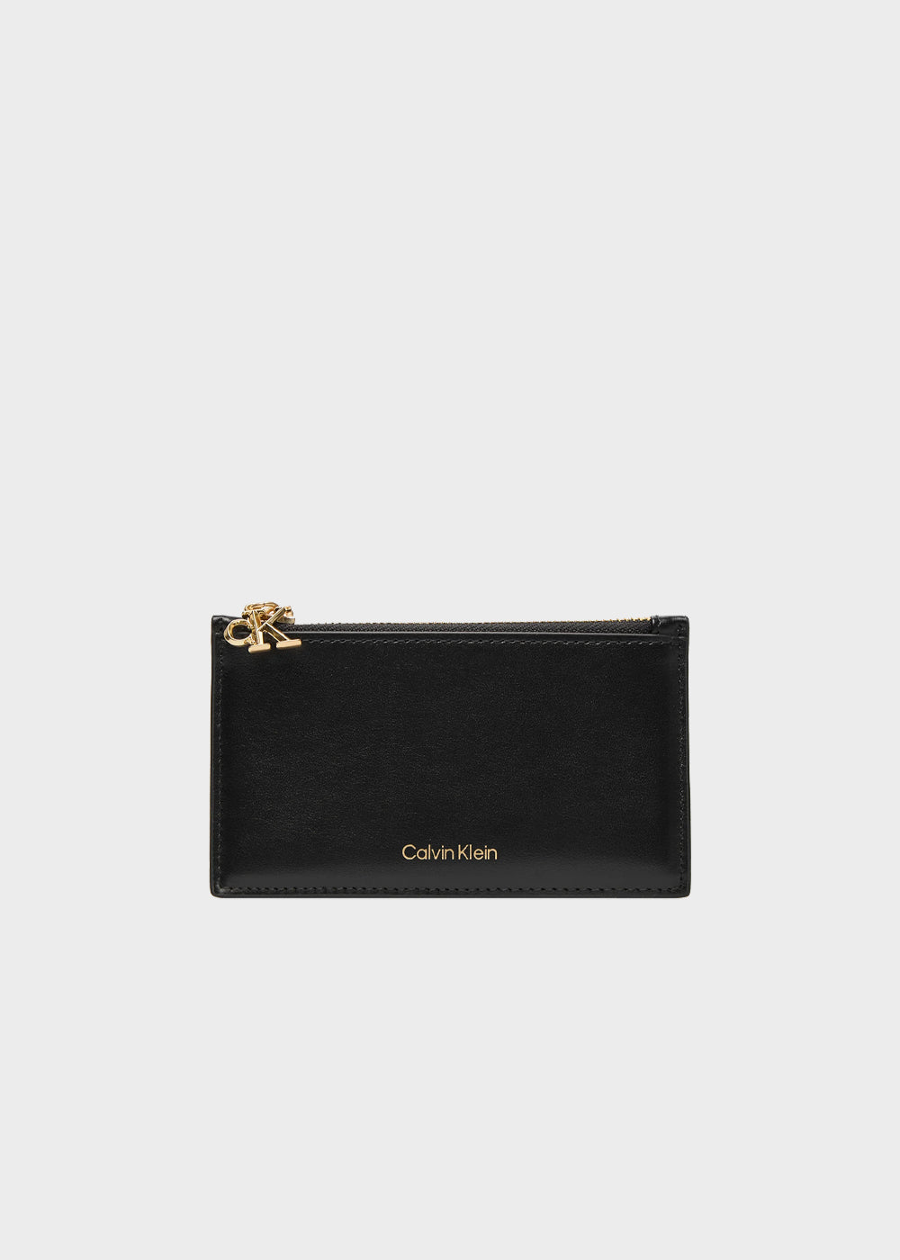 Card holder with coin pocket and leather logo