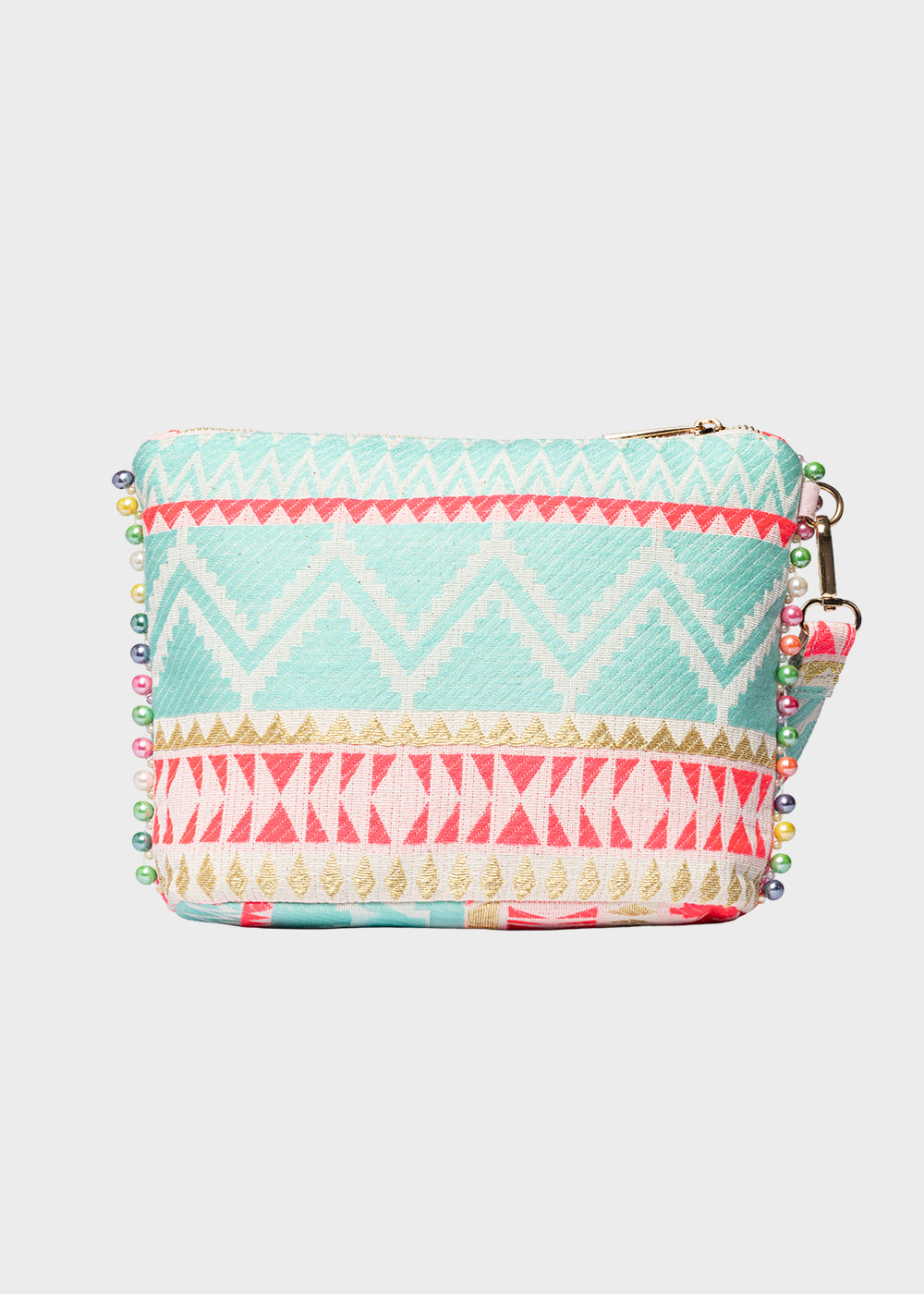 Pochette da Mare in tessuto Cassy Indy con perline laterali e manico rimovibile