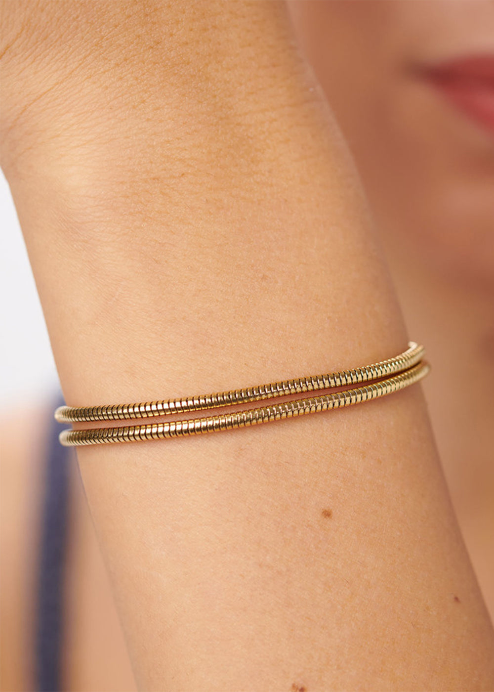 Bracciale doppiofilo Chunky in acciaio con finitura pvd oro 14K