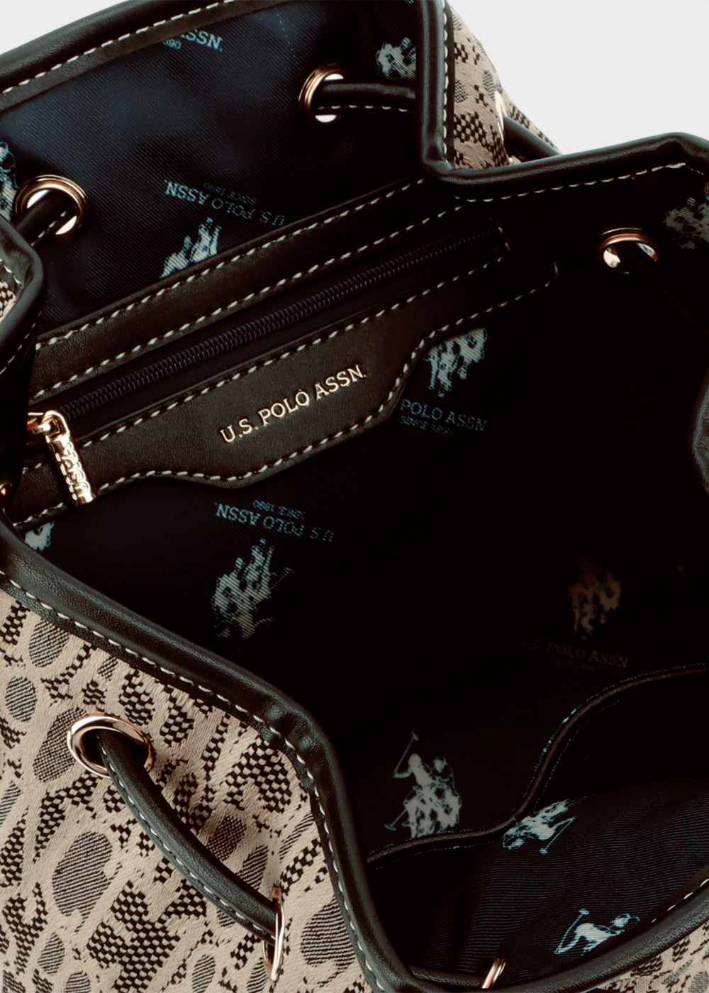 Borsa a secchiello Jacquard in tessuto con tracolla