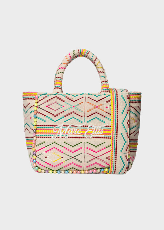 Borsa da Mare a mano Buby S Indy con tracolla, logo frontale e perline laterali