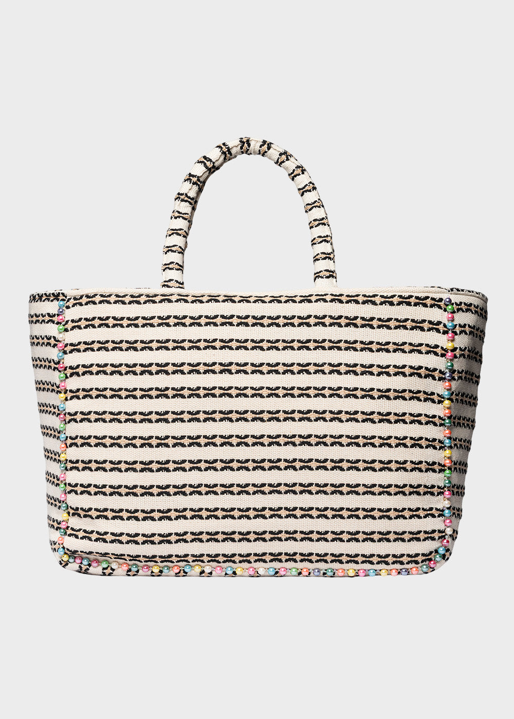 Borsa da Mare a mano Buby L Indy con tracolla, logo frontale e perline laterali-3