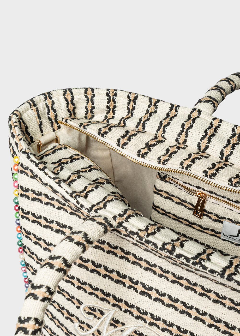 Borsa da Mare a mano Buby L Indy con tracolla, logo frontale e perline laterali-4