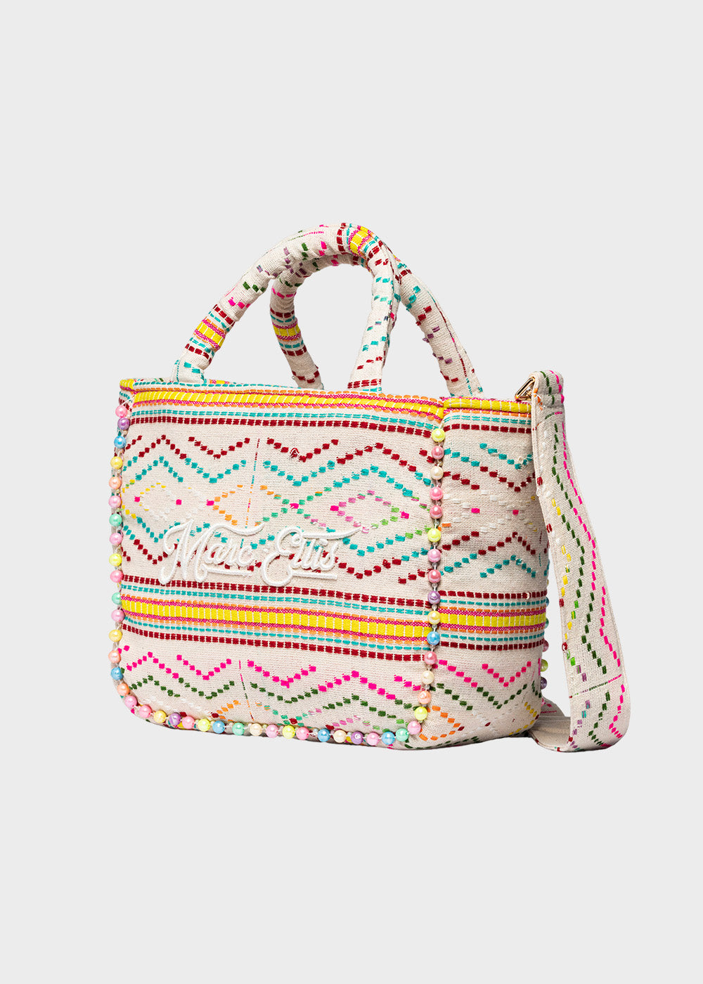 Borsa da Mare a mano Buby S Indy con tracolla, logo frontale e perline laterali
