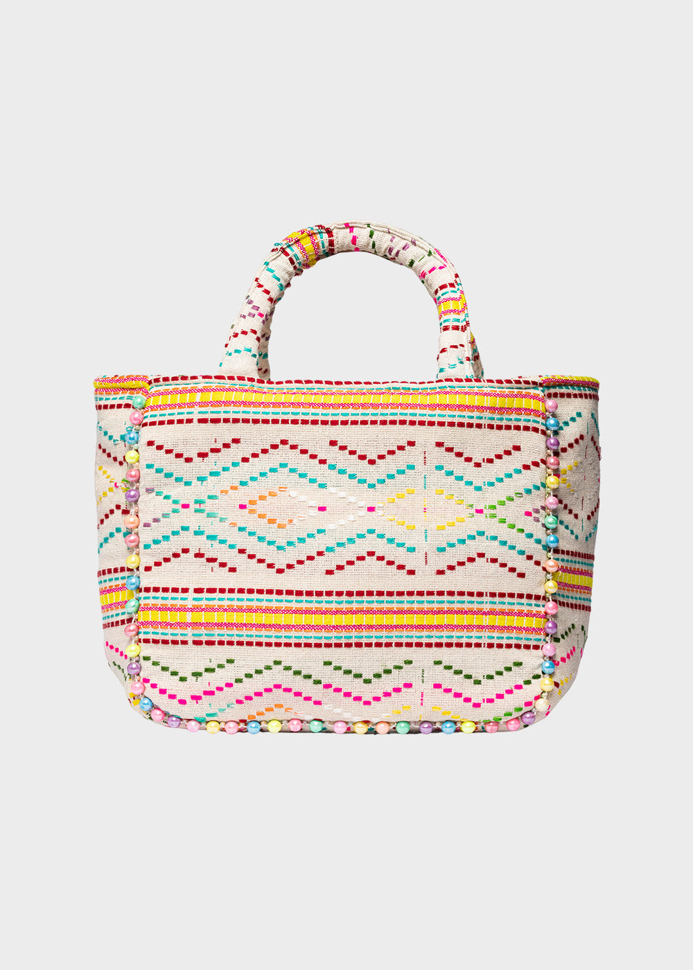 Borsa da Mare a mano Buby S Indy con tracolla, logo frontale e perline laterali-3