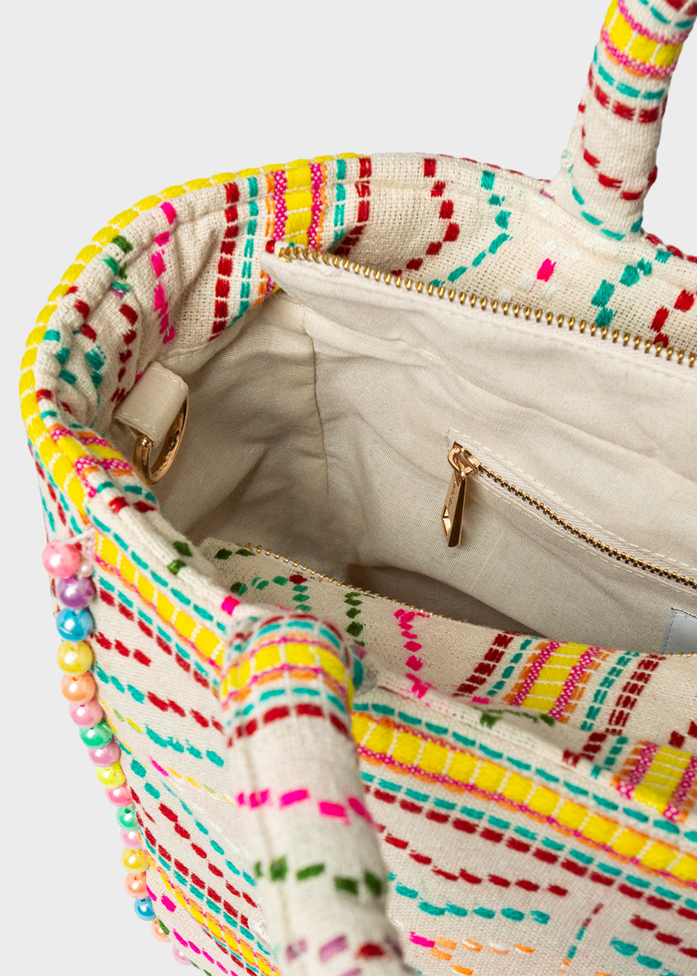 Borsa da Mare a mano Buby S Indy con tracolla, logo frontale e perline laterali-4