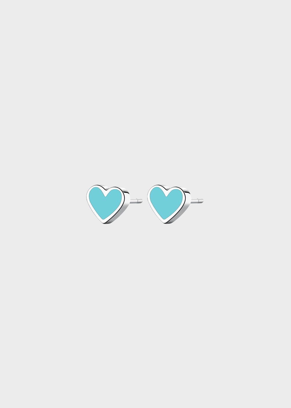 Orecchini Click in acciaio a forma di cuore azzurro