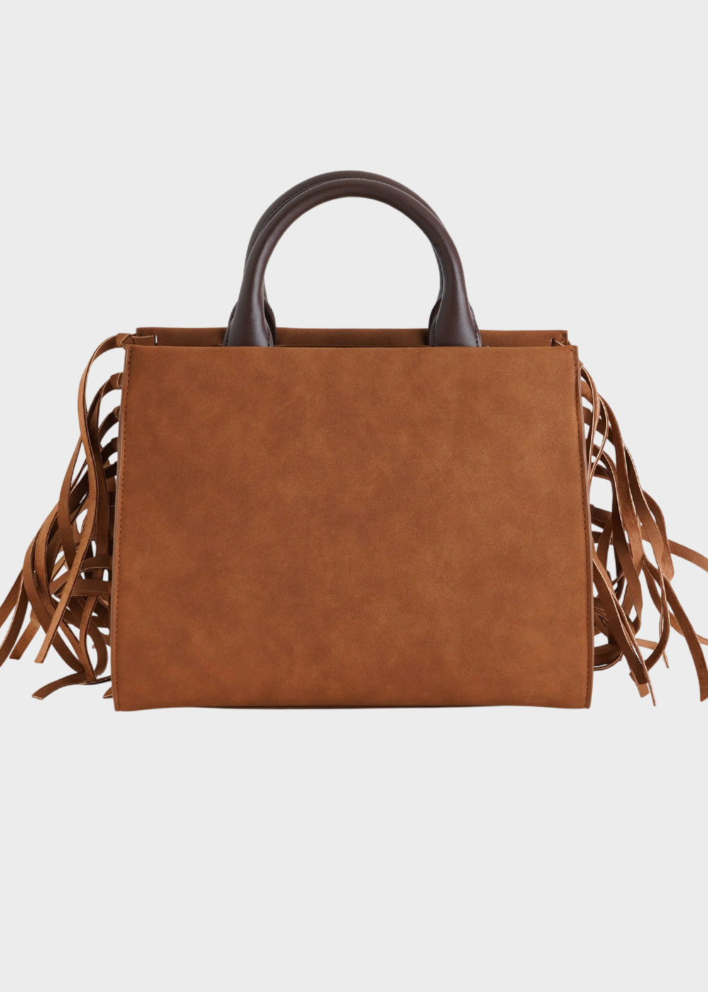 Borsa a mano Marge in camoscio sintetico con tracolla, frange e applicazione orsetto centrale Teddy-3