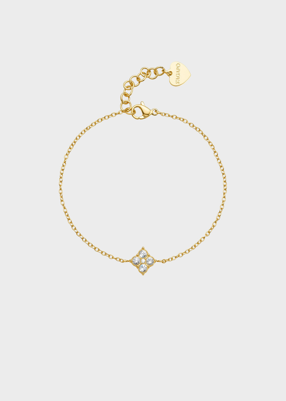 Bracciale Gleam in acciaio con finitura pvd oro 14K e cristalli centrali