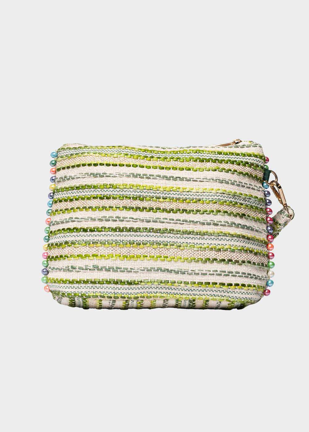 Pochette da Mare in tessuto Cassy Indy con perline laterali e manico rimovibile