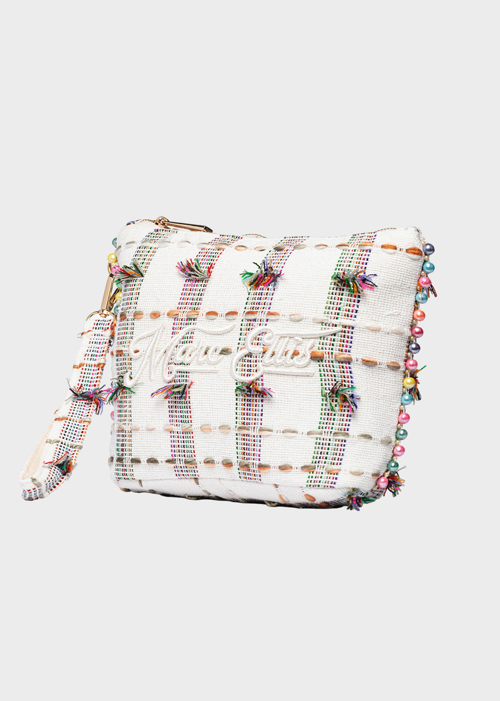 Pochette da Mare in tessuto Cassy Indy con perline laterali e manico rimovibile