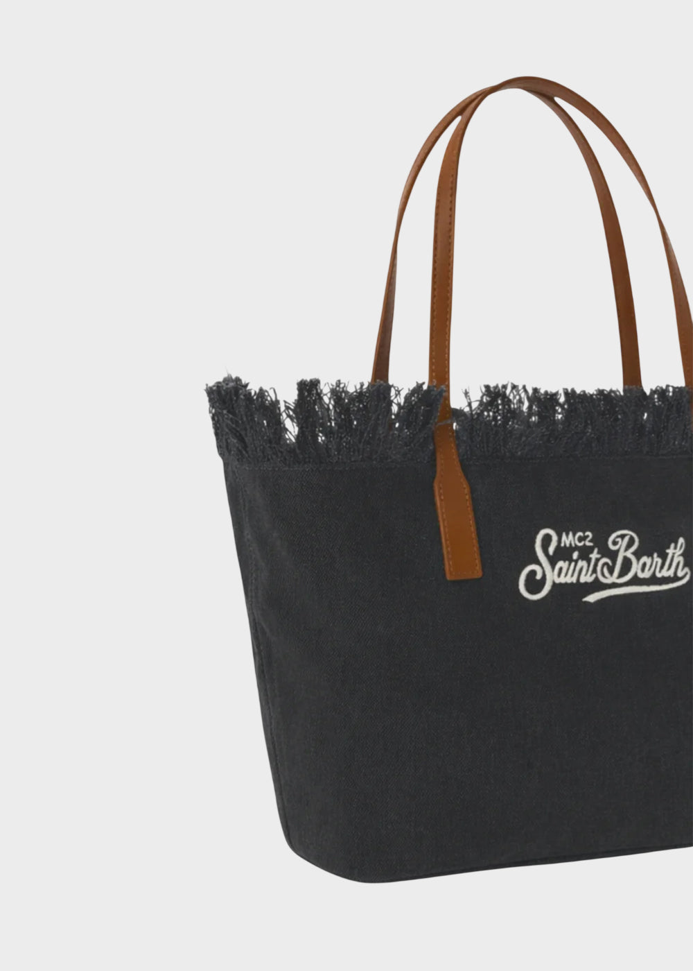 Borsa shopper City media in tessuto con frange
