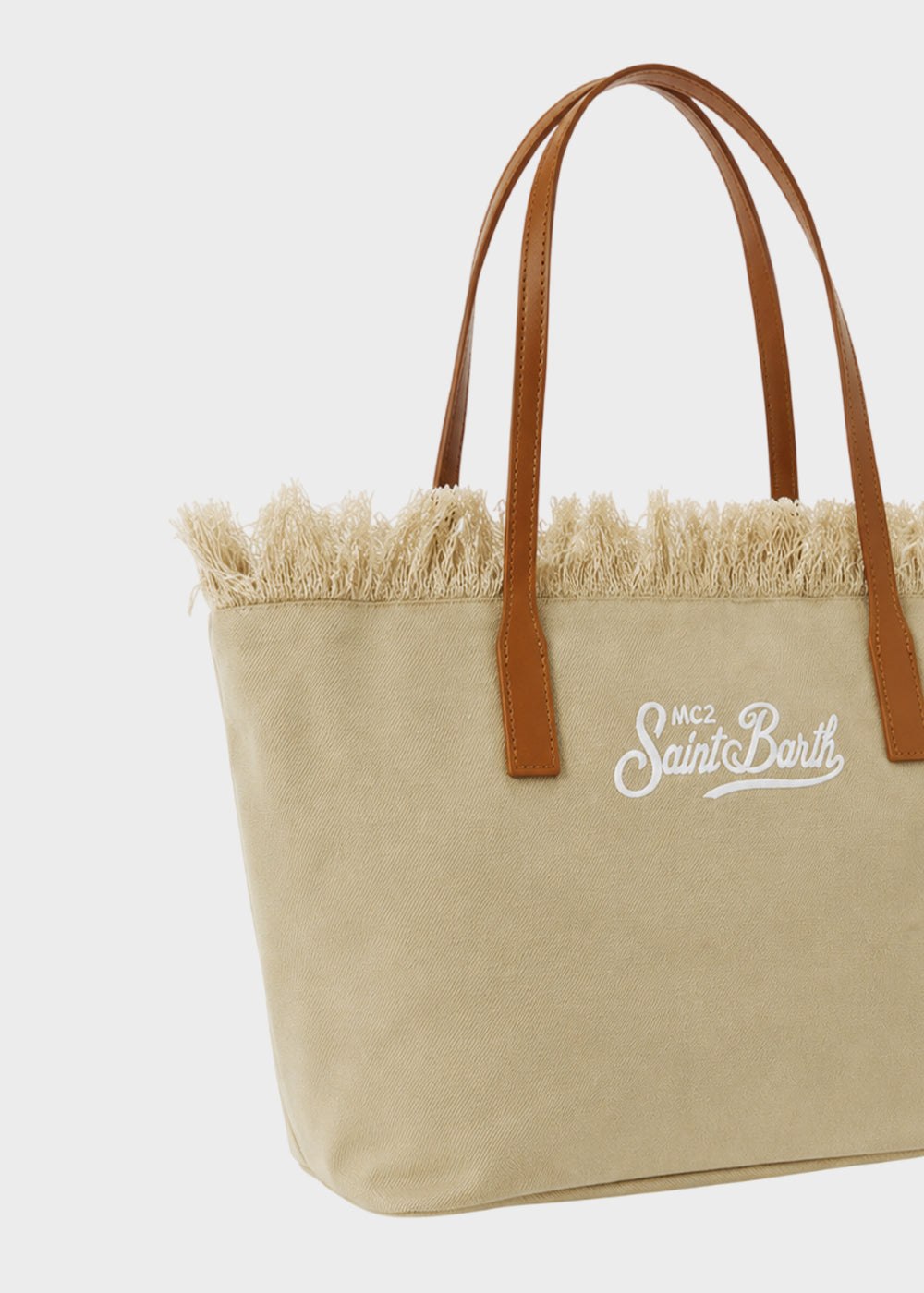 Borsa shopper City media in tessuto con frange